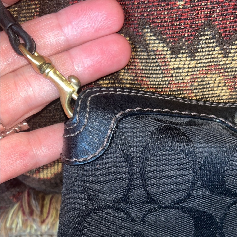 Vintage Black Coach Mini Turnlock Bag Canvas and leather with gold detail - Picture 4 of 16